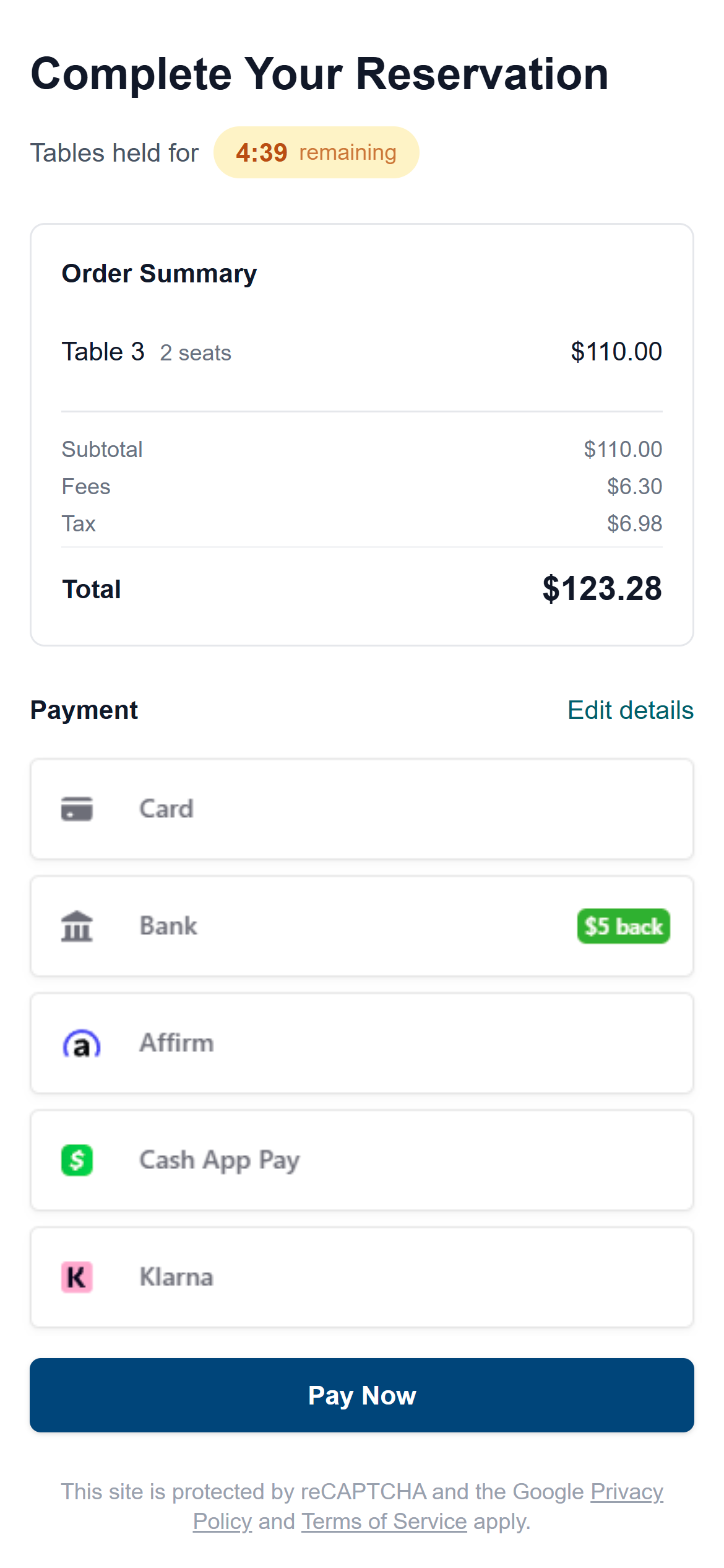 Reserve and pay online